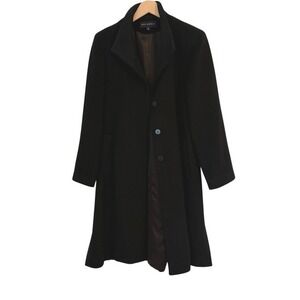 Vintage 90s Dale Dressin 100% Cashmere Coat Black Made in USA Minimalist Size 6